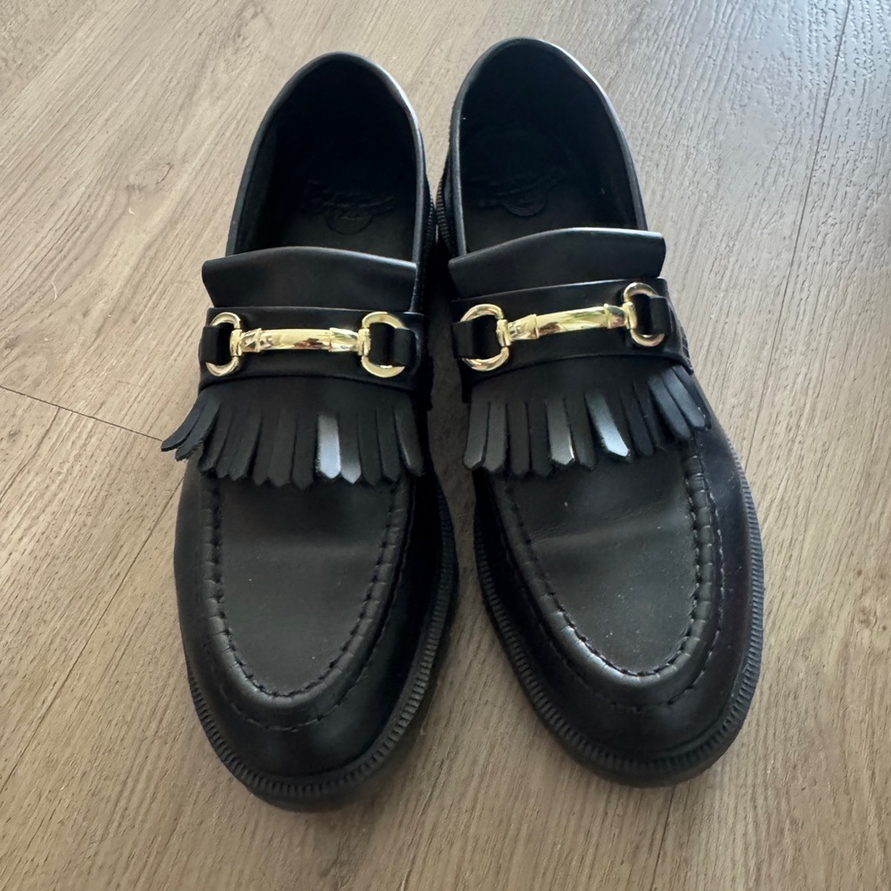 Doc Martens Black Loafers with Gold Detail